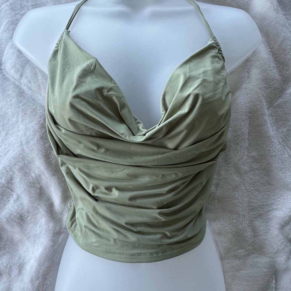Active USA Sage Green Halter Top